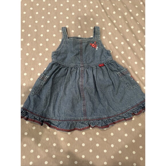 Gymboree Vintage 6-12 Months Country Picnic Denim Dress Ruffles 2000 Y2K Baby - Picture 1 of 6